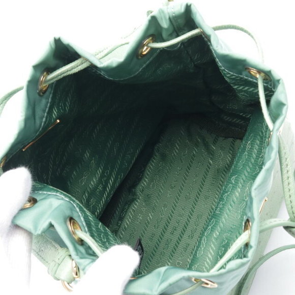 Prada Re Nylon Handbag Ostrich Leather Green - Picture 3 of 4
